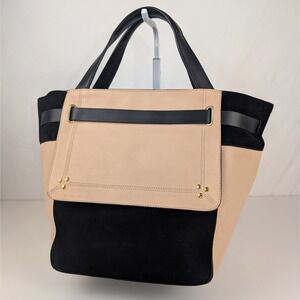 $1350 Jerome Dreyfuss Vladimir Handbag Goat Leather Suede Tote Beige Black Purse